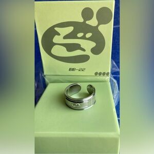 OFFGOD/Bandage Boys Men’s Adjustable Band Stainless Steel Silver Ring w Design